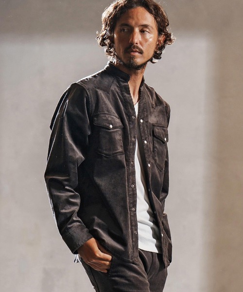 wjk reluxe（ダブルジェーケーリラックス）の「ms6196-stretch corduroy band collar western shirts ウェスタンシャツ(WR25W-20)（シャツ/ブラウス・メンズ・チャコール/サンドベージュ/アイボリー・L/M/S）」の17枚目の写真