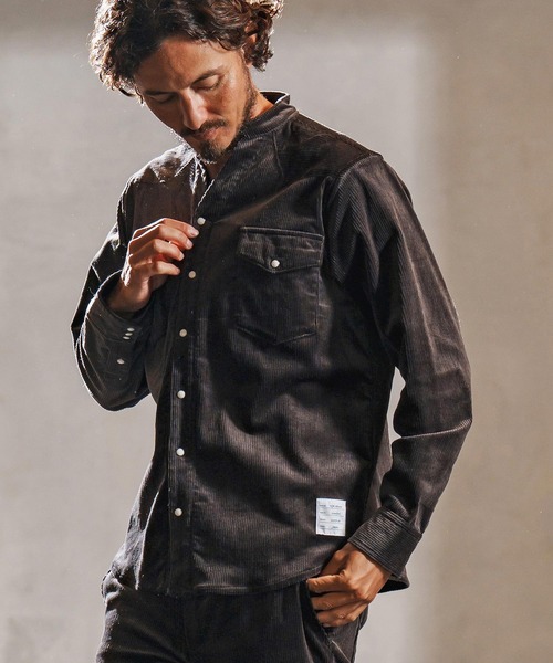 wjk reluxe（ダブルジェーケーリラックス）の「ms6196-stretch corduroy band collar western shirts ウェスタンシャツ(WR25W-20)（シャツ/ブラウス・メンズ・チャコール/サンドベージュ/アイボリー・L/M/S）」の19枚目の写真