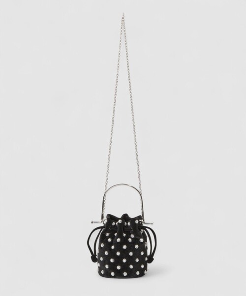 LOULOU WILLOUGHBY(ルルウィルビー)の「【LOULOU WILLOUGHBY】パール刺繍ベロア巾着ハンドバッグ(ショルダーバッグ・レディース・ブラック/ブラック系その他・FREE)」の5枚目の写真