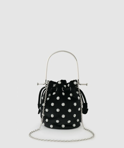 LOULOU WILLOUGHBY(ルルウィルビー)の「【LOULOU WILLOUGHBY】パール刺繍ベロア巾着ハンドバッグ(ショルダーバッグ・レディース・ブラック/ブラック系その他・FREE)」の13枚目の写真