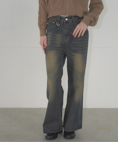 Mirette(ミレット)の「Dリングハイウエストワイドデニムパンツ / D-Ring High Waist Wide Denim Pants(デニムパンツ・レディース・ブルー/ブラック/ライトブルー/ネイビー・SMALL/MEDIUM)」の3枚目の写真