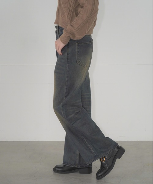 Mirette(ミレット)の「Dリングハイウエストワイドデニムパンツ / D-Ring High Waist Wide Denim Pants(デニムパンツ・レディース・ブルー/ブラック/ライトブルー/ネイビー・SMALL/MEDIUM)」の5枚目の写真