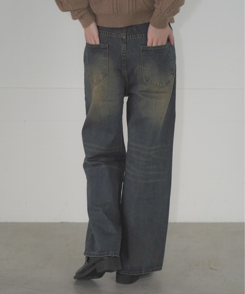 Mirette(ミレット)の「Dリングハイウエストワイドデニムパンツ / D-Ring High Waist Wide Denim Pants(デニムパンツ・レディース・ブルー/ブラック/ライトブルー/ネイビー・SMALL/MEDIUM)」の6枚目の写真