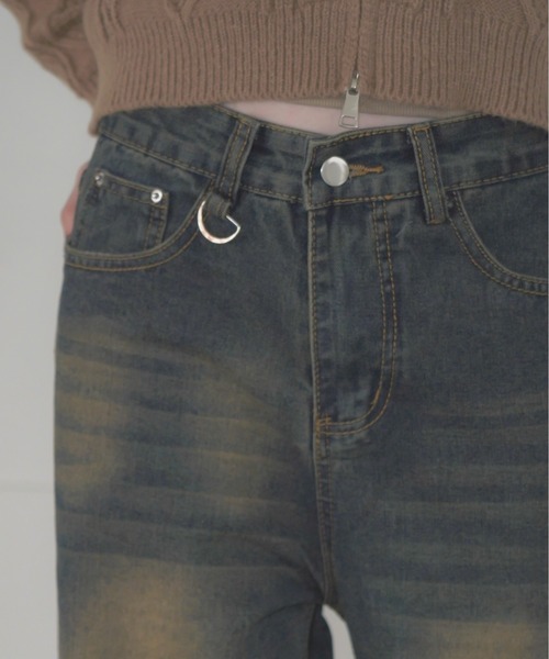 Mirette(ミレット)の「Dリングハイウエストワイドデニムパンツ / D-Ring High Waist Wide Denim Pants(デニムパンツ・レディース・ブルー/ブラック/ライトブルー/ネイビー・SMALL/MEDIUM)」の9枚目の写真