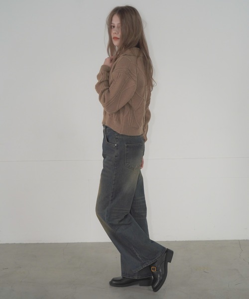 Mirette(ミレット)の「Dリングハイウエストワイドデニムパンツ / D-Ring High Waist Wide Denim Pants(デニムパンツ・レディース・ブルー/ブラック/ライトブルー/ネイビー・SMALL/MEDIUM)」の12枚目の写真