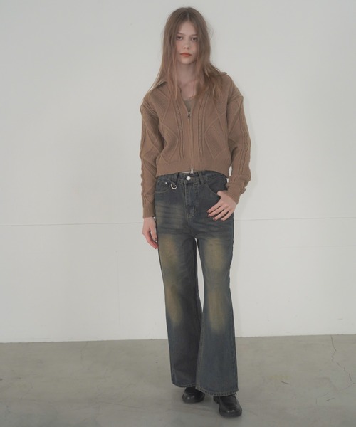 Mirette(ミレット)の「Dリングハイウエストワイドデニムパンツ / D-Ring High Waist Wide Denim Pants(デニムパンツ・レディース・ブルー/ブラック/ライトブルー/ネイビー・SMALL/MEDIUM)」の10枚目の写真