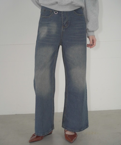 Mirette(ミレット)の「Dリングハイウエストワイドデニムパンツ / D-Ring High Waist Wide Denim Pants(デニムパンツ・レディース・ブルー/ブラック/ライトブルー/ネイビー・SMALL/MEDIUM)」の16枚目の写真