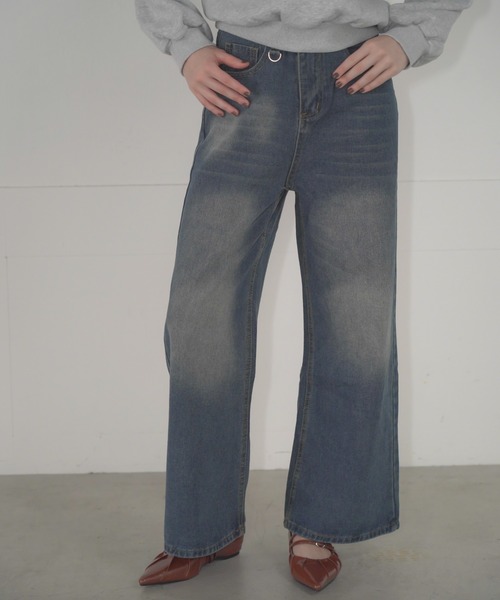 Mirette(ミレット)の「Dリングハイウエストワイドデニムパンツ / D-Ring High Waist Wide Denim Pants(デニムパンツ・レディース・ブルー/ブラック/ライトブルー/ネイビー・SMALL/MEDIUM)」の17枚目の写真
