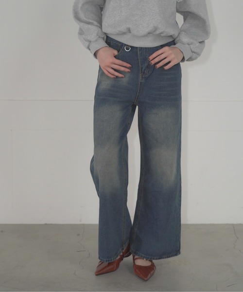 Mirette(ミレット)の「Dリングハイウエストワイドデニムパンツ / D-Ring High Waist Wide Denim Pants(デニムパンツ・レディース・ブルー/ブラック/ライトブルー/ネイビー・SMALL/MEDIUM)」の18枚目の写真