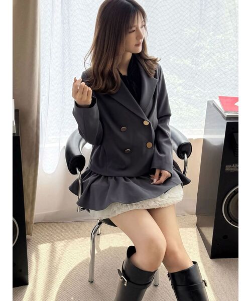MERCURYDUO(マーキュリーデュオ)の「ボリュームチュールティアードミニスカート(スカート・レディース・オフホワイト/チャコールグレー・FREE)」の14枚目の写真