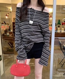 【新色追加入荷済】Off Shoulder Retro ボーダートップ