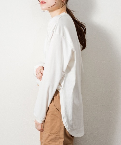 RCD(アールシーディー)の「天竺ラウンドヘムロンTシャツ(Tシャツ/カットソー・レディース・杢グレー/ブラック/チャコールグレー/ホワイト・4L~5L/LL~3L/M-L)」の2枚目の写真