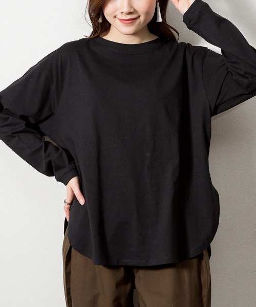 RCD(アールシーディー)の「天竺ラウンドヘムロンTシャツ(Tシャツ/カットソー・レディース・杢グレー/ブラック/チャコールグレー/ホワイト・4L~5L/LL~3L/M-L)」の1枚目の写真