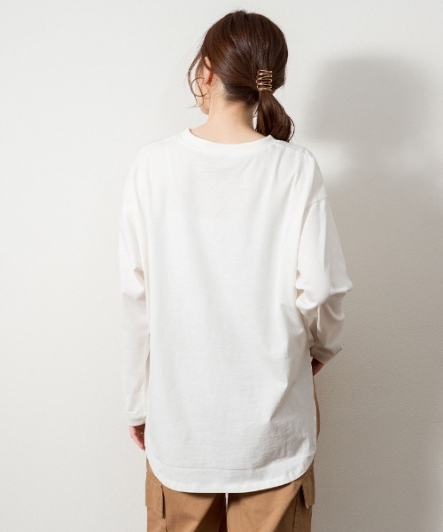 RCD(アールシーディー)の「天竺ラウンドヘムロンTシャツ(Tシャツ/カットソー・レディース・杢グレー/ブラック/チャコールグレー/ホワイト・4L~5L/LL~3L/M-L)」の7枚目の写真