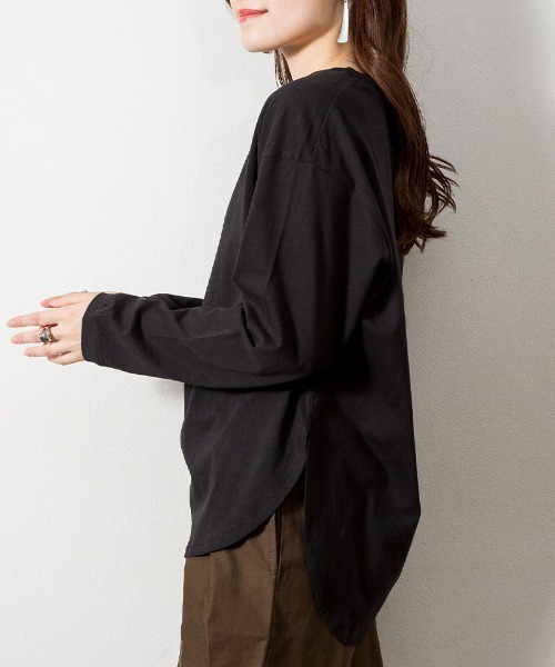 RCD(アールシーディー)の「天竺ラウンドヘムロンTシャツ(Tシャツ/カットソー・レディース・杢グレー/ブラック/チャコールグレー/ホワイト・4L~5L/LL~3L/M-L)」の9枚目の写真