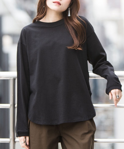 RCD(アールシーディー)の「天竺ラウンドヘムロンTシャツ(Tシャツ/カットソー・レディース・杢グレー/ブラック/チャコールグレー/ホワイト・4L~5L/LL~3L/M-L)」の10枚目の写真