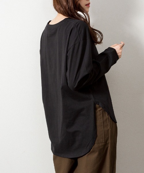 RCD(アールシーディー)の「天竺ラウンドヘムロンTシャツ(Tシャツ/カットソー・レディース・杢グレー/ブラック/チャコールグレー/ホワイト・4L~5L/LL~3L/M-L)」の12枚目の写真