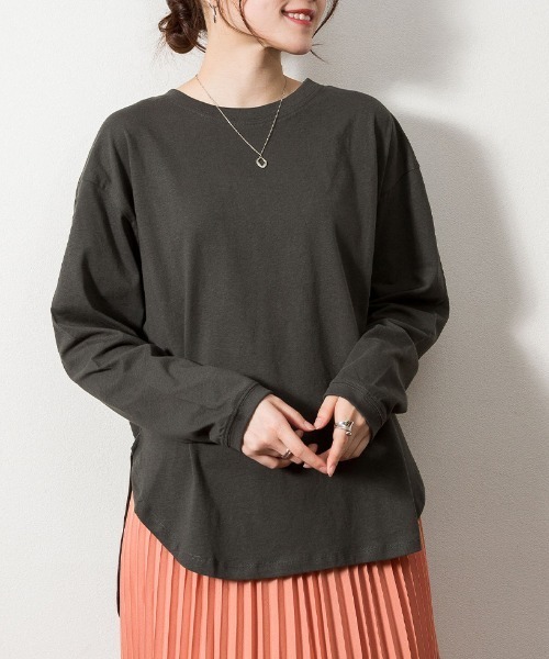 RCD(アールシーディー)の「天竺ラウンドヘムロンTシャツ(Tシャツ/カットソー・レディース・杢グレー/ブラック/チャコールグレー/ホワイト・4L~5L/LL~3L/M-L)」の13枚目の写真