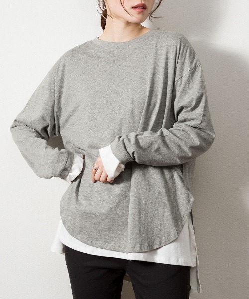 RCD(アールシーディー)の「天竺ラウンドヘムロンTシャツ(Tシャツ/カットソー・レディース・杢グレー/ブラック/チャコールグレー/ホワイト・4L~5L/LL~3L/M-L)」の15枚目の写真