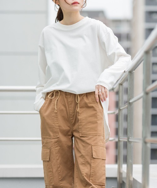 RCD(アールシーディー)の「天竺ラウンドヘムロンTシャツ(Tシャツ/カットソー・レディース・杢グレー/ブラック/チャコールグレー/ホワイト・4L~5L/LL~3L/M-L)」の8枚目の写真