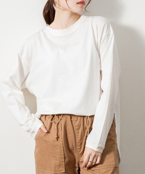 RCD(アールシーディー)の「天竺ラウンドヘムロンTシャツ(Tシャツ/カットソー・レディース・杢グレー/ブラック/チャコールグレー/ホワイト・4L~5L/LL~3L/M-L)」の6枚目の写真