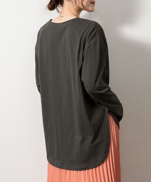 RCD(アールシーディー)の「天竺ラウンドヘムロンTシャツ(Tシャツ/カットソー・レディース・杢グレー/ブラック/チャコールグレー/ホワイト・4L~5L/LL~3L/M-L)」の14枚目の写真