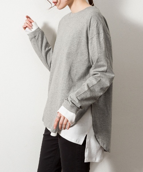 RCD(アールシーディー)の「天竺ラウンドヘムロンTシャツ(Tシャツ/カットソー・レディース・杢グレー/ブラック/チャコールグレー/ホワイト・4L~5L/LL~3L/M-L)」の16枚目の写真
