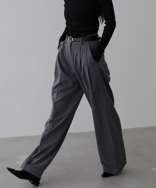 NUJOH(ヌゾ)の「Basic Wide Slacks Pants /ベーシック ワイド スラックスパンツ(スラックス・レディース・ブラウン/ブラック/グレー・MEDIUM/SMALL)」の22枚目の写真