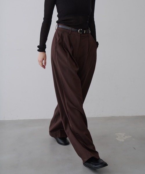 NUJOH(ヌゾ)の「Basic Wide Slacks Pants /ベーシック ワイド スラックスパンツ(スラックス・レディース・ブラウン/ブラック/グレー・MEDIUM/SMALL)」の15枚目の写真