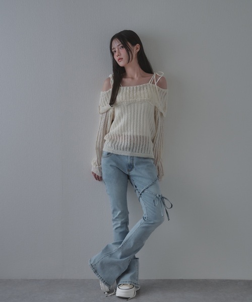 M DOLLY(エムドリー)の「knit sereno tops / ニットセレーノトップス(ニット/セーター・レディース・ブラック/アイボリー・FREE)」の7枚目の写真