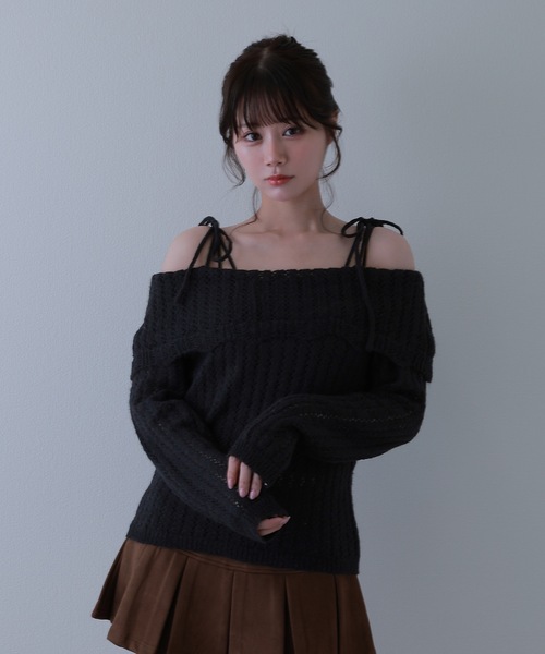 M DOLLY(エムドリー)の「knit sereno tops / ニットセレーノトップス(ニット/セーター・レディース・ブラック/アイボリー・FREE)」の8枚目の写真