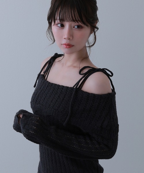 M DOLLY(エムドリー)の「knit sereno tops / ニットセレーノトップス(ニット/セーター・レディース・ブラック/アイボリー・FREE)」の11枚目の写真
