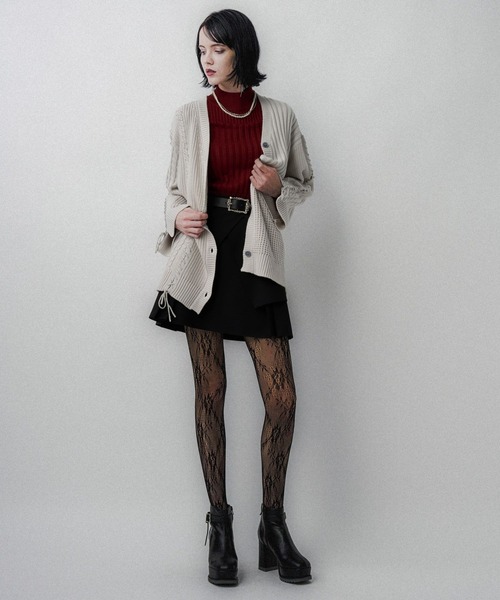 HARE（ハレ）の「パッチワークカーディガン(HARE)（カーディガン/ボレロ・レディース・ブラック/オフホワイト/ブルー・FREE）」の5枚目の写真