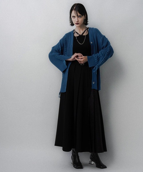 HARE（ハレ）の「パッチワークカーディガン(HARE)（カーディガン/ボレロ・レディース・ブラック/オフホワイト/ブルー・FREE）」の7枚目の写真