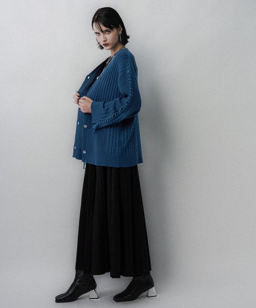 HARE（ハレ）の「パッチワークカーディガン(HARE)（カーディガン/ボレロ・レディース・ブラック/オフホワイト/ブルー・FREE）」の8枚目の写真