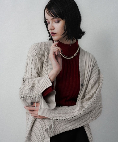 HARE（ハレ）の「パッチワークカーディガン(HARE)（カーディガン/ボレロ・レディース・ブラック/オフホワイト/ブルー・FREE）」の12枚目の写真