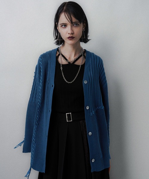 HARE（ハレ）の「パッチワークカーディガン(HARE)（カーディガン/ボレロ・レディース・ブラック/オフホワイト/ブルー・FREE）」の22枚目の写真