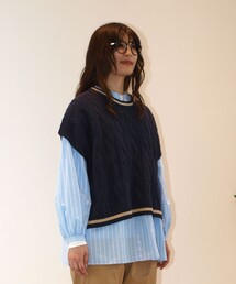 【WOMEN】チルデンクルーネック ニットベスト
