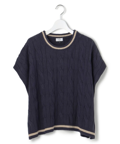 J.PRESS YORK STREET(ジェイプレスヨークストリート)の「【WOMEN】チルデンクルーネック ニットベスト(ニット/セーター・レディース・ネイビー系/ベージュ系/ライトグレー系・F)」の5枚目の写真