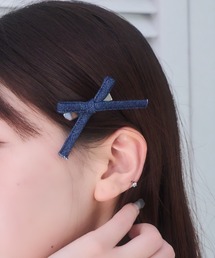 mellowneon（メロウネオン）の「デニムリボンヘアクリップ/左（バレッタ/ヘアクリップ）」