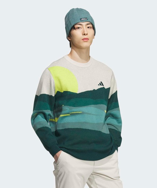 【新品L】adidas アディダスゴルフ　ニットトレーナー セール対象 アディダス ゴルフ スウェット メンズ 長袖 プルオーバー