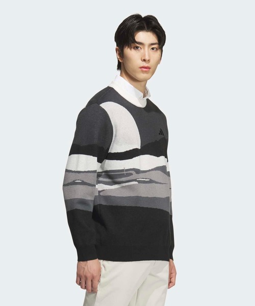 adidas ゴルフウェア　ニット生地 メンズ グラフィックセーター 長袖 【adidas Golf/アディダス