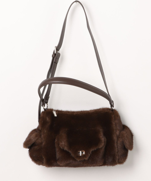 cache cache(カシュ カシュ)の「カシュカシュ cachecache / フェイクファーフラップポケット付き2wayショルダー(ショルダーバッグ・レディース・チョコ/グレー・FREE)」の17枚目の写真