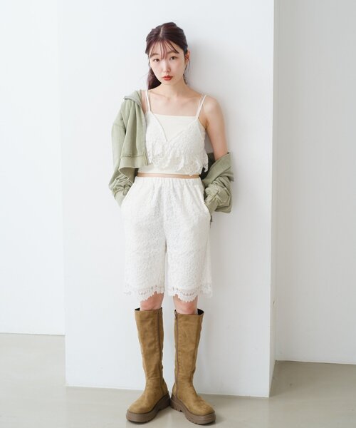 Kastane(カスタネ)の「レースバイカーパンツ(その他パンツ・レディース・ブラック/オフホワイト・FREE)」の9枚目の写真