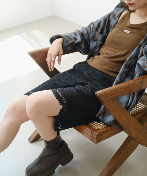 Kastane(カスタネ)の「レースバイカーパンツ(その他パンツ・レディース・ブラック/オフホワイト・FREE)」の13枚目の写真