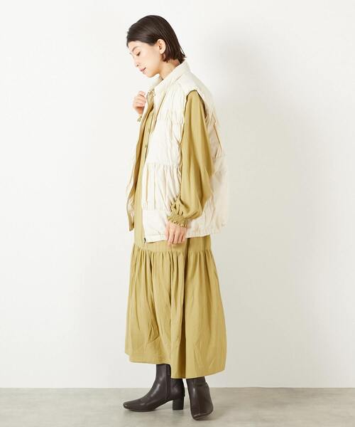 MELROSE claire(メルローズ クレール)の「【モダールエステルクレープ切替ワンピース】(ワンピース・レディース・モスグリーン/ブラウン/マスタード・FREE)」の4枚目の写真
