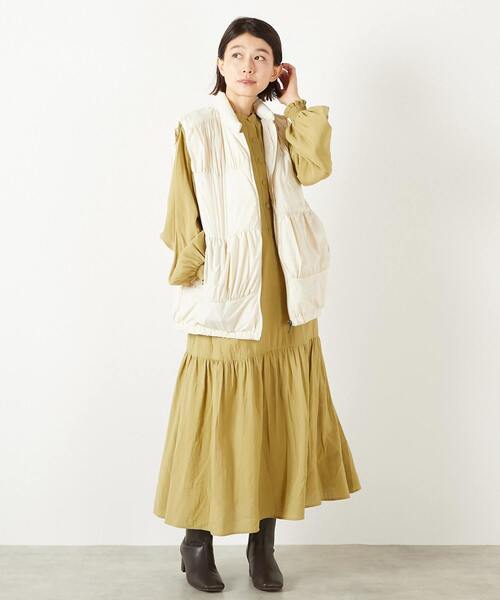 MELROSE claire(メルローズ クレール)の「【モダールエステルクレープ切替ワンピース】(ワンピース・レディース・モスグリーン/ブラウン/マスタード・FREE)」の8枚目の写真