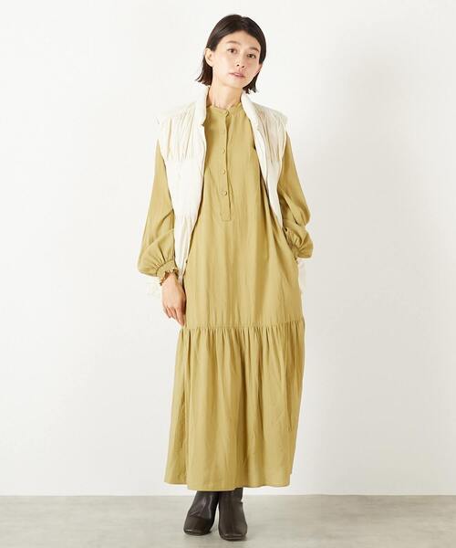 MELROSE claire(メルローズ クレール)の「【モダールエステルクレープ切替ワンピース】(ワンピース・レディース・モスグリーン/ブラウン/マスタード・FREE)」の9枚目の写真
