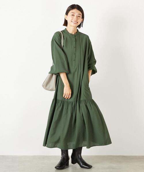 MELROSE claire(メルローズ クレール)の「【モダールエステルクレープ切替ワンピース】(ワンピース・レディース・モスグリーン/ブラウン/マスタード・FREE)」の17枚目の写真