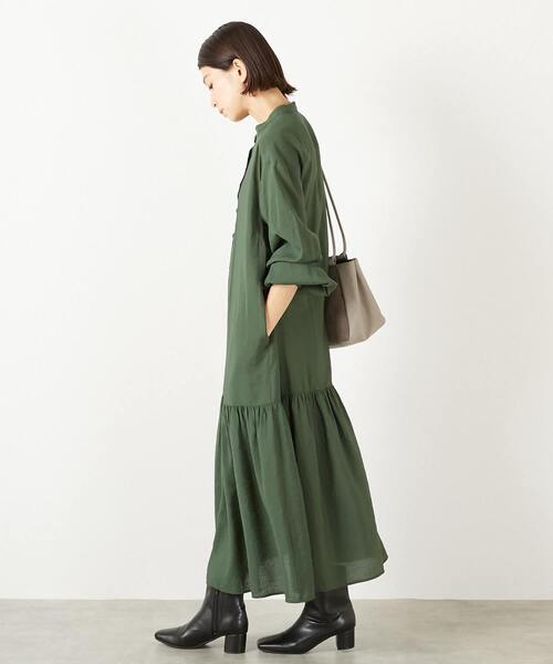 MELROSE claire(メルローズ クレール)の「【モダールエステルクレープ切替ワンピース】(ワンピース・レディース・モスグリーン/ブラウン/マスタード・FREE)」の19枚目の写真